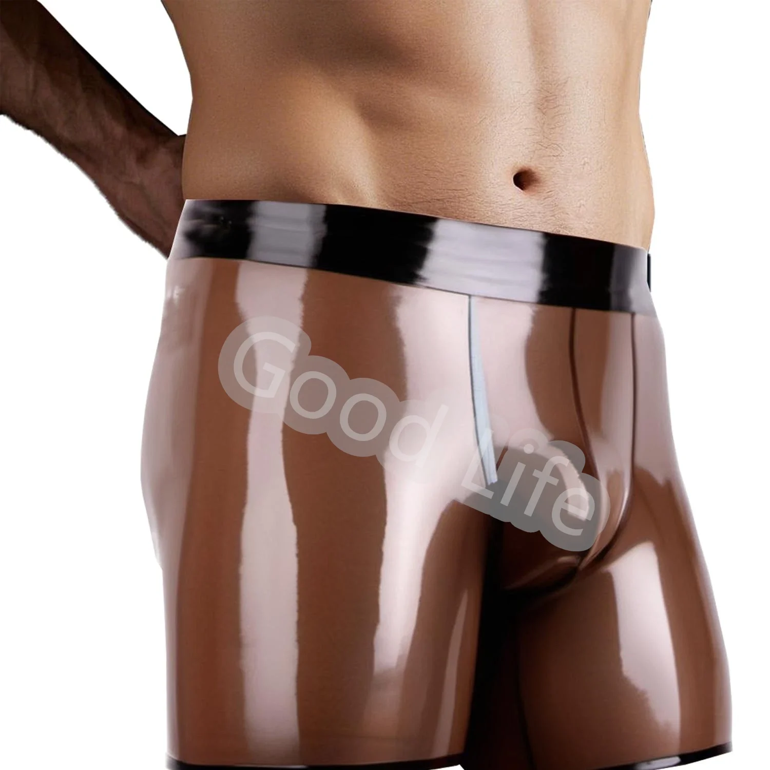 

Latex Sexy Men Boxer Shorts with Black Trim Rubber Panties Underpants Fetish Male Panties Short Pants Handmade Boxer Underwear
