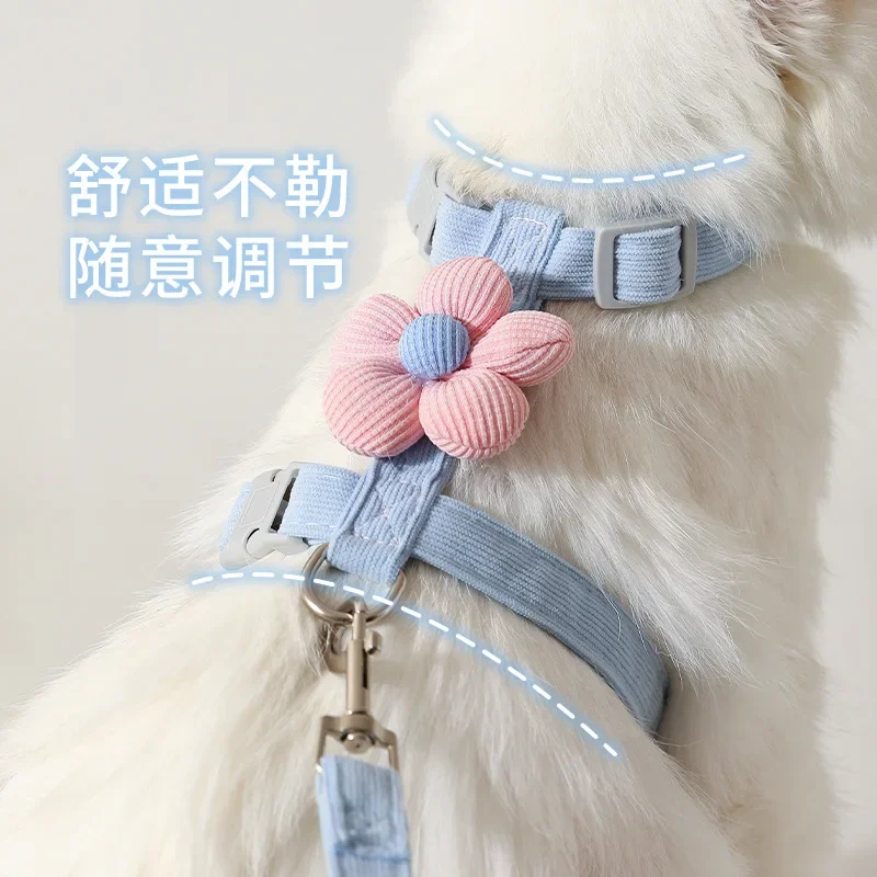 

Flower cat leash I-shaped pet leash set leash walking cat rope