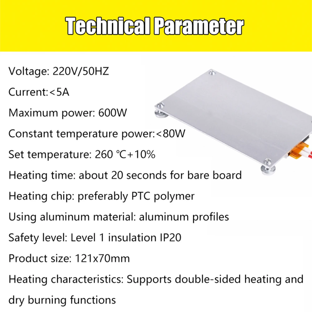 Removedor de lámpara LED, placa calefactora Ptc, 300W, 600W, 220V, Chip de demolición BGA, estación de soldadura de aluminio, 260 ℃