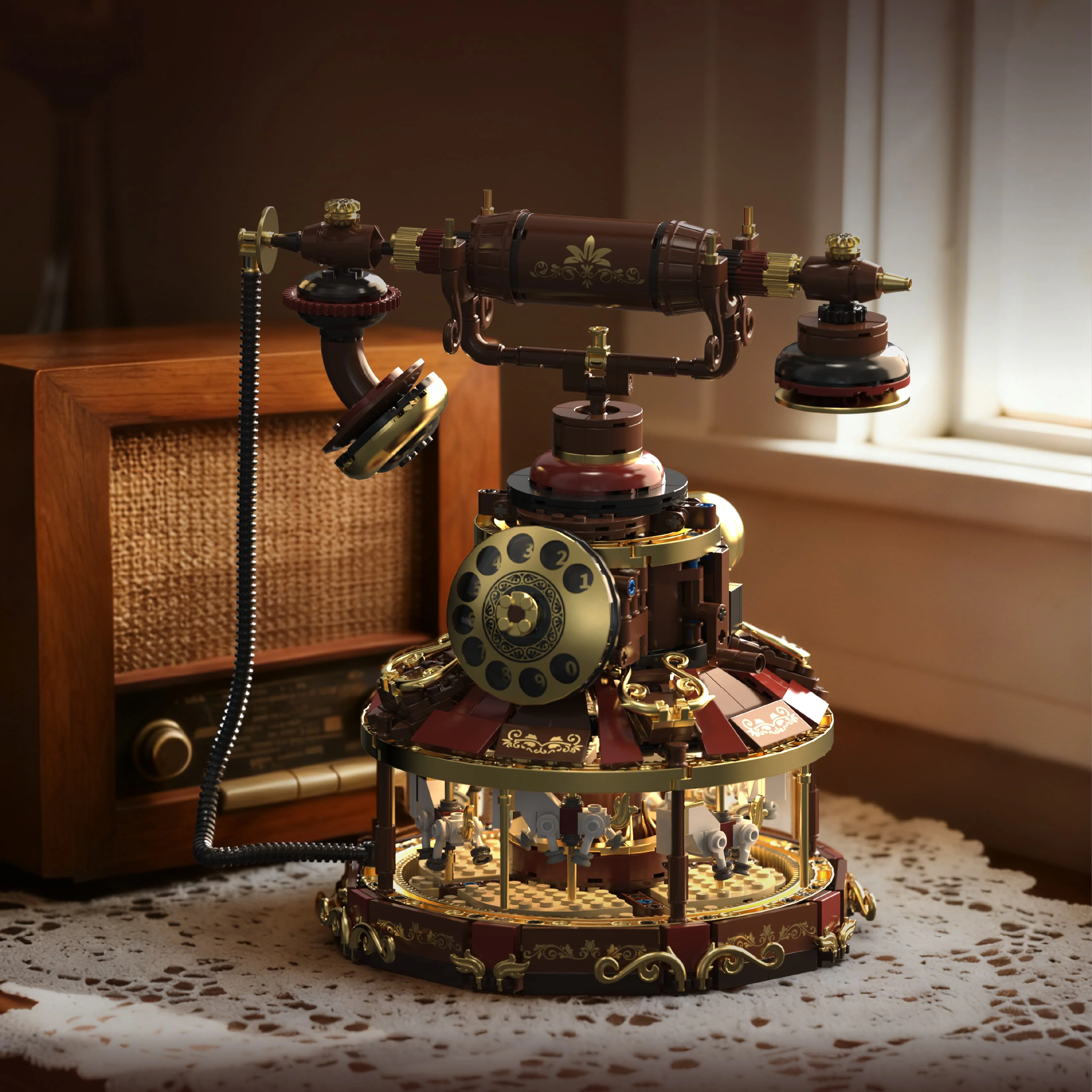 

Vintage Telephone Model Adult DIY Creative Collectible Building Block Set—A Great Home Decoration Item, Easy to Assemble, Exquisite Display Piece | The Ideal Gift for Building Block Enthusiasts during Christmas, Halloween, New Year's Day, New Year, Valent