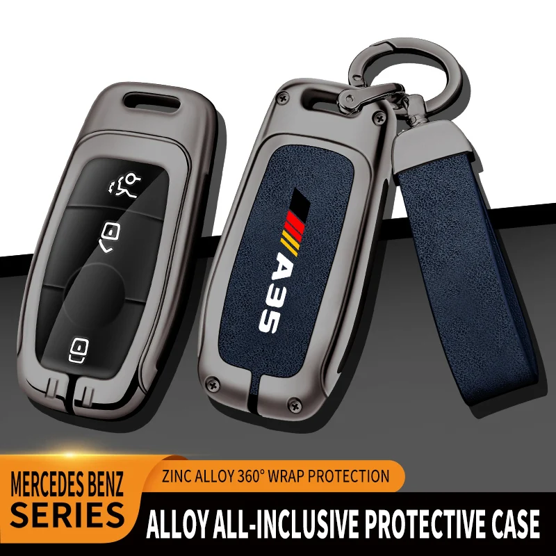

Car TPU Zinc Alloy Key Case Bag For Mercedes Benz AMG A35 Logo Car Key Chain Car Metal Key Shell Interior Decoration Accessories