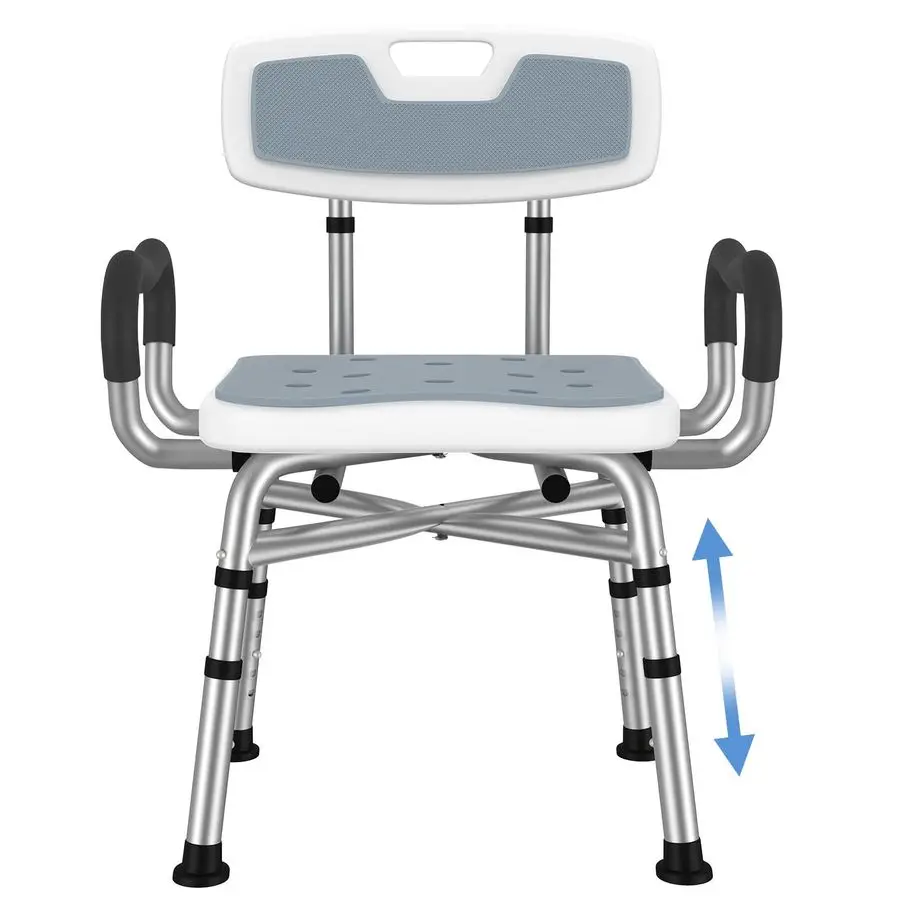 

Shower Chair with Arms amp Back, Stable Heavy Duty 550lbs Safety Bathtub Seat with NonSlip Feet, RustResistant Aluminum Frame am