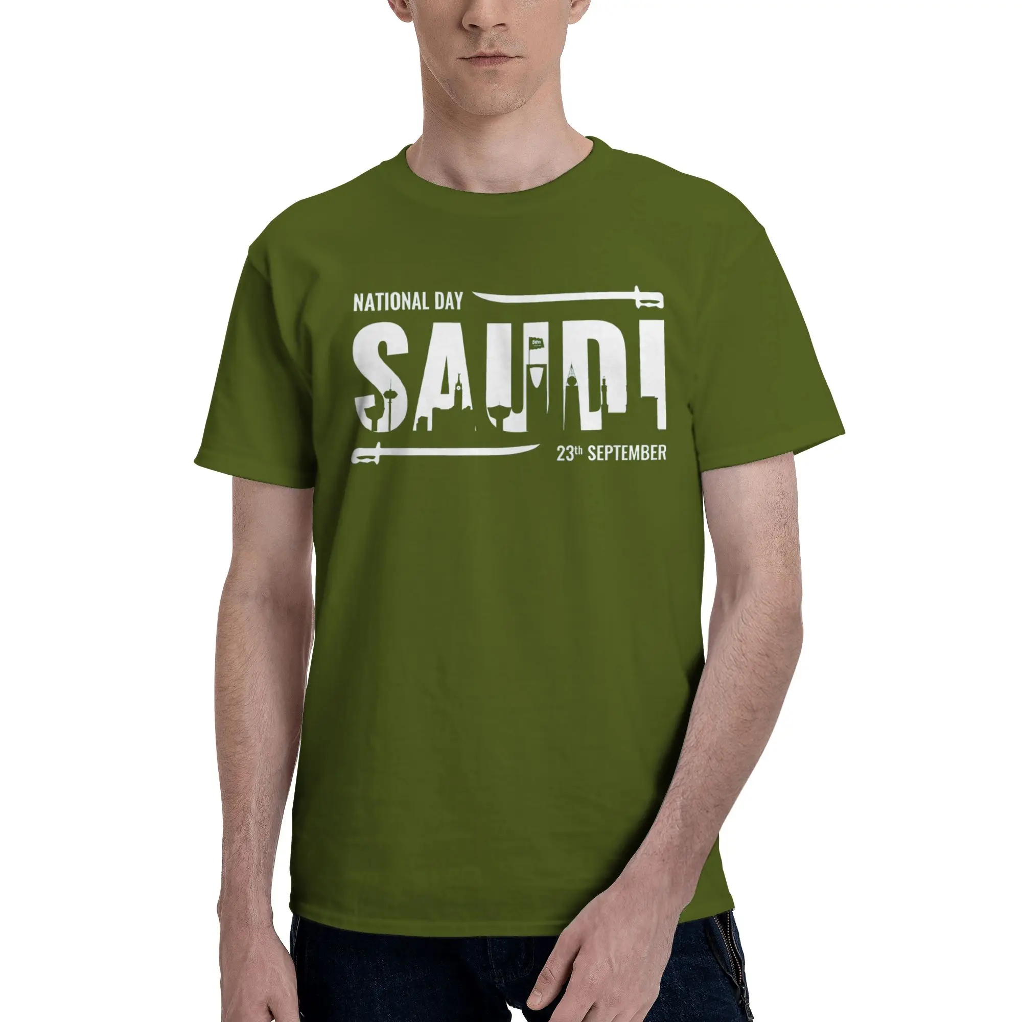 Saudi national day Kingdom Of Saudi Arabia Tee Shirt for Men Women New Arrival T Shirts  100% Cotton Clothing