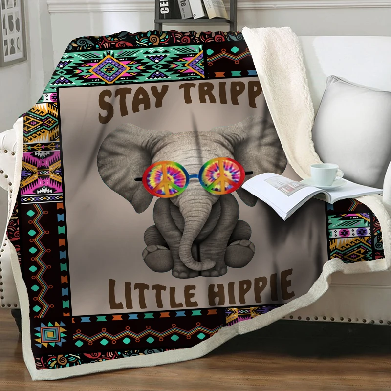 

Cartoon Cute Elephant Animal Blanket Art Decor Print Blankets For Beds Sofa Cover Travel Picnic Thick Quilts Plush Throw Blanket