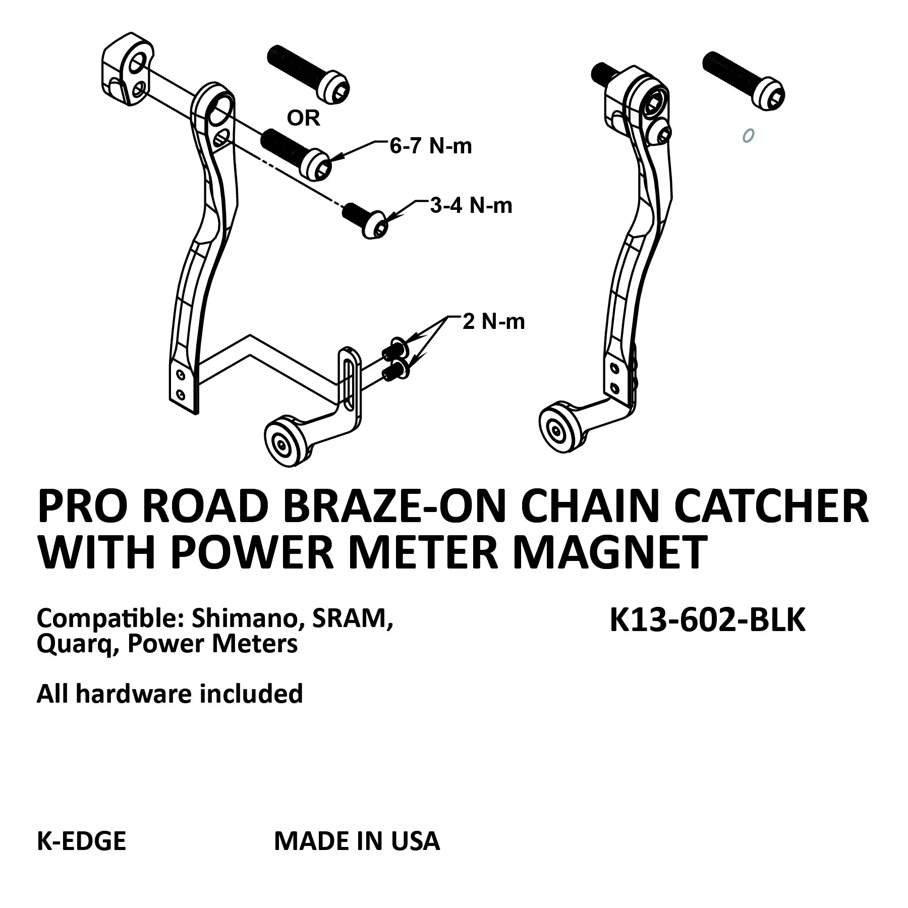 K-EDGE Pro Braze-on Chain Catcher with Universal Power Meter Magnet-Road Bike chain guard protecter