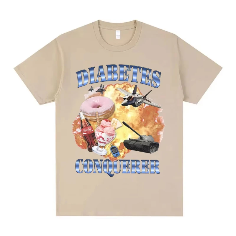 T-shirts humoristiques « Conqueror du diabète » pour hommes et femmes, décontractés, surdimensionnés, à manches courtes, unisexes, en coton