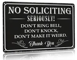 Bestylez No Soliciting Sign Please Do Not Ring Bell or Knock Vintage Metal Sign for House Office Front Door Porch Yard Wall Deco