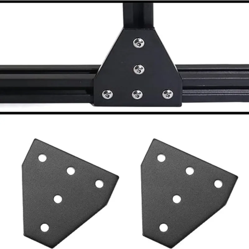 4PC L T Shape Outside Joining Plate 60x60x4mm 5-Hole Joint Bracket Compatible with 2020 Series V-Slot Aluminum Extrusion Profile