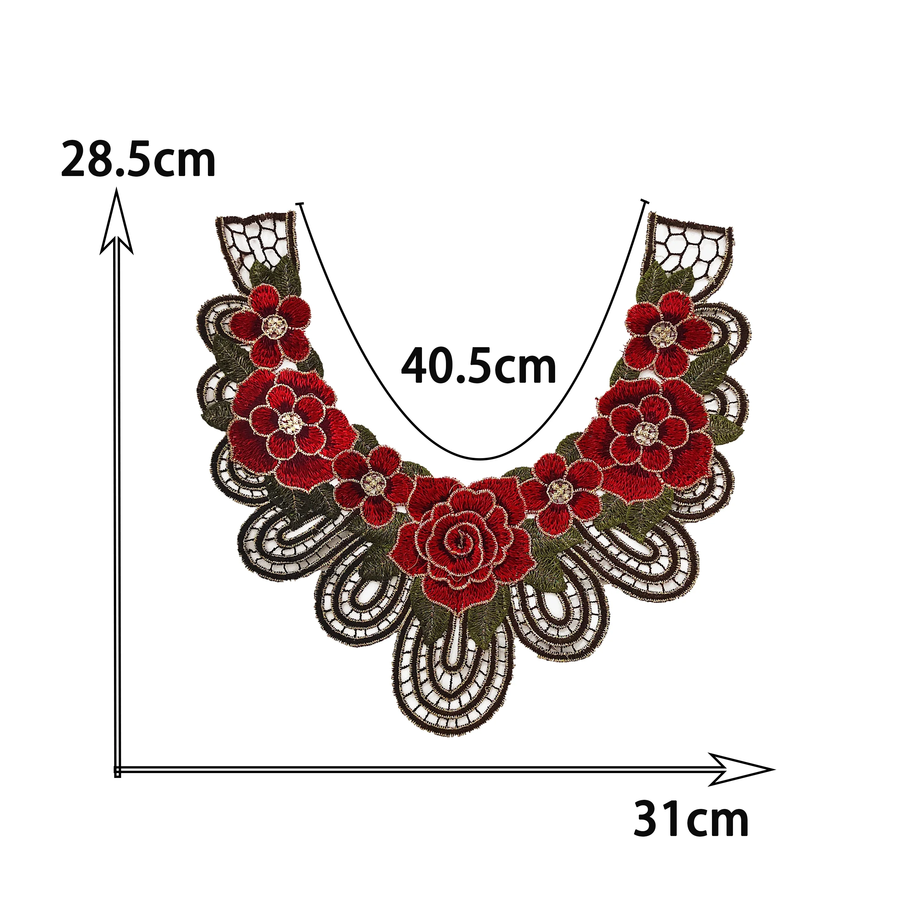 High quality DIY hand sewing colorful embroidery collar type embroidery lace cheongsam dress performance costume clothing