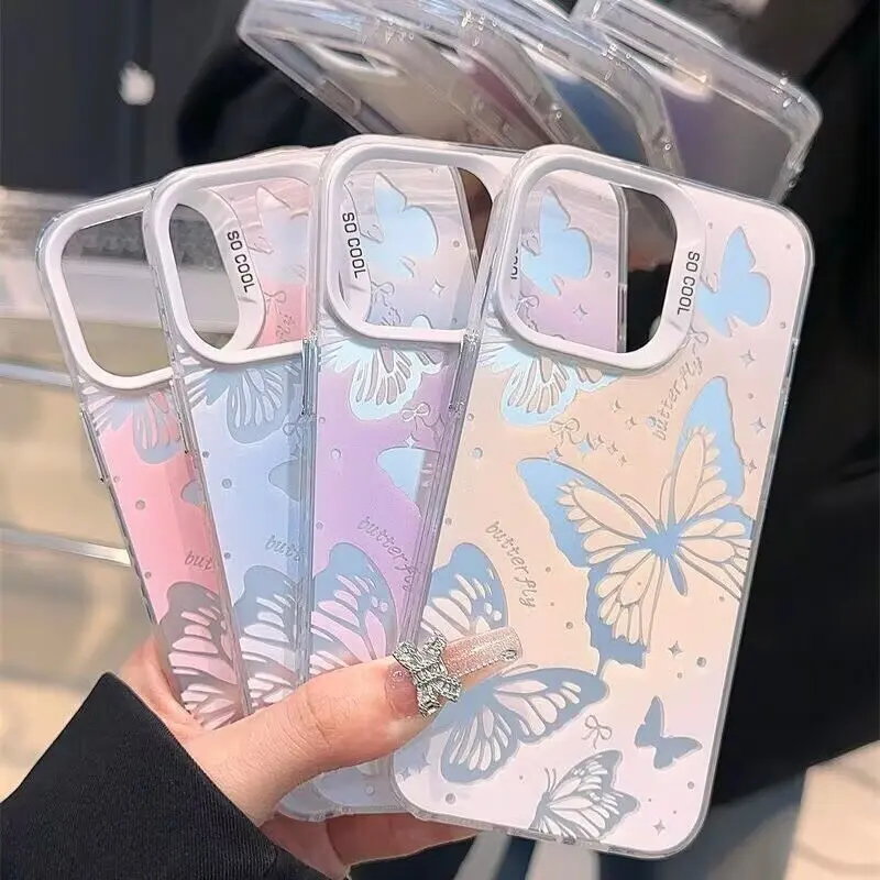 

Корейский чехол для телефона с кукольными ушками бабочки для IPhone 11 12 13 14 15 16 Pro Max Plus 12 13 Mini XR X XS Max 7 8 Plus 16E Жесткий чехол