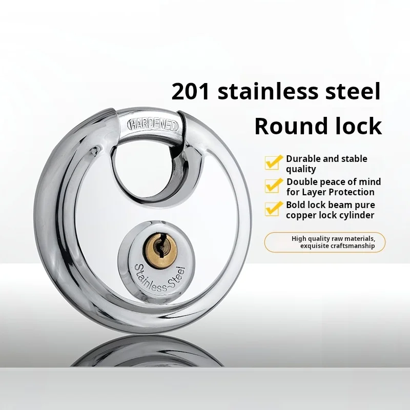 

60-90MM Round Stainless steel Heavy Duty Key Lock Security Padlock Outdoor Gym Safely Door Lock Anti-theft Tools Hardware