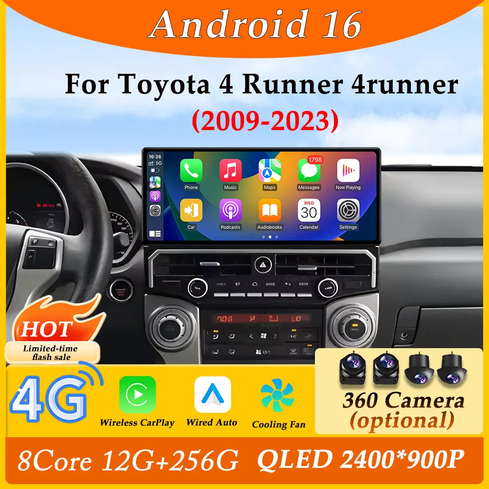 

Автомагнитола CarPlay Android для Toyota 4Runner 2009-2023, ультратонкий экран, GPS-навигация, DSP, стерео, Wi-Fi