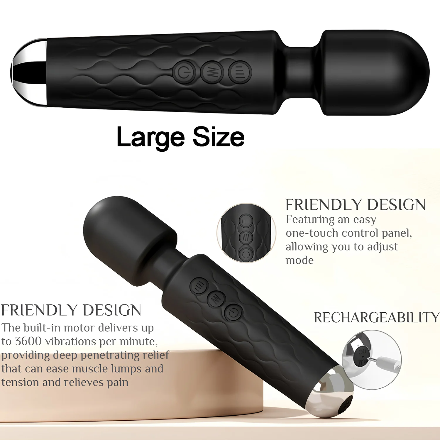 Powerful Magic Wand Body Massager Waterproof Multi Speed G-Spot Clitoral Stimulator Silicone Personal Relax Device for Women Adu view 6