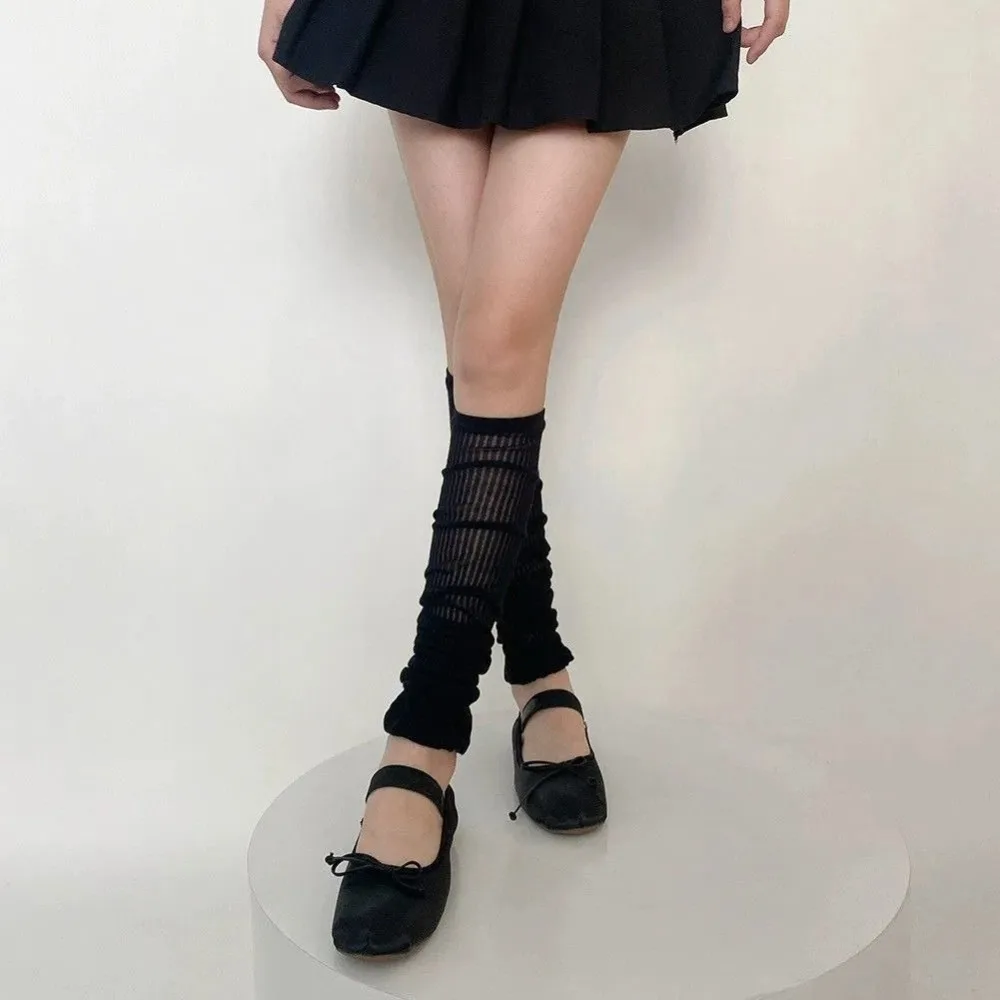 Модные милые балетные гольфы с оборками Y2k, тонкие длинные чулки, однотонные гетры, летние