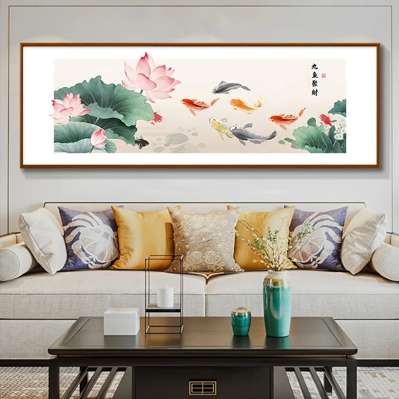 

Ручная вышивка крестиком 2023: Новая серия китайских вышивок из хлопка с цветами лотоса для спальни, гостиной и домашнего использования