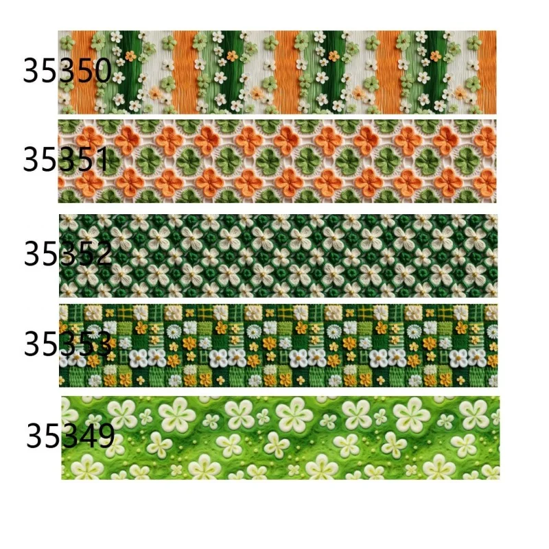 (5yards) Lucky Shamrocks Grosgrain Ribbon for St.Patrick's Day Decoration Materials DIY Sewing Accessories