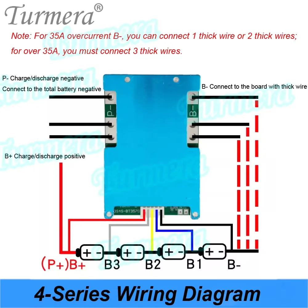 Turmera 3S 10.8V 12.6V 4S 12.8V 16.8V 35A 70A Lifepo4 بطارية ليثيوم أيون BMS مع توازن لتقوم بها بنفسك حزمة البطارية استخدام النظام الشمسي