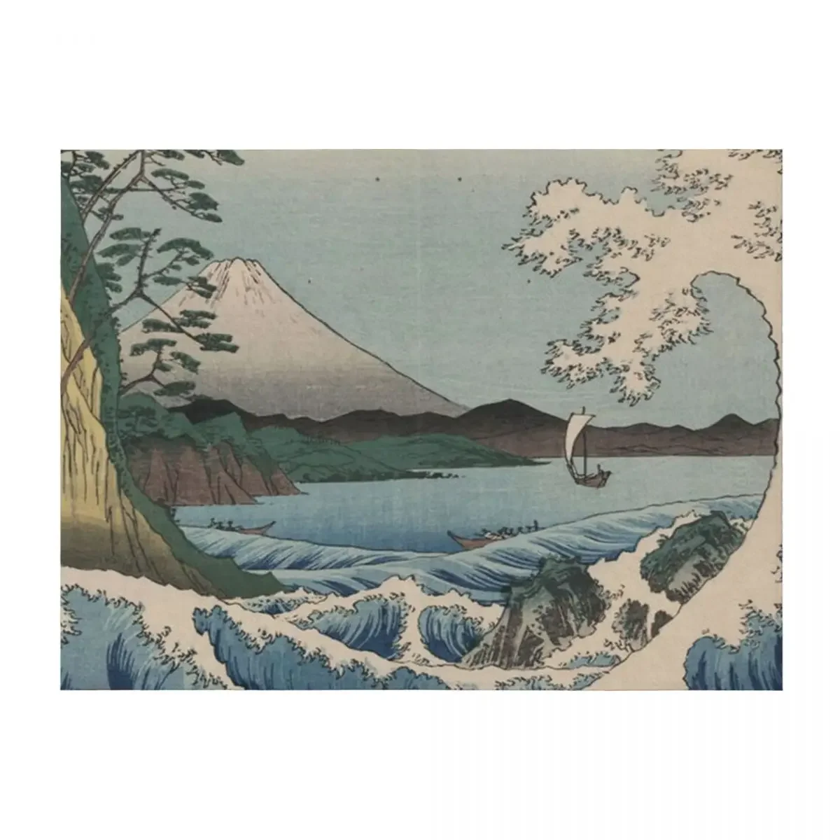 

HD The Sea Off Satta (Thirty-six Views of Mt.Fuji) , by Utagawa Hiroshige HIGH DEFINITION Throw Blanket Bed linens Blankets