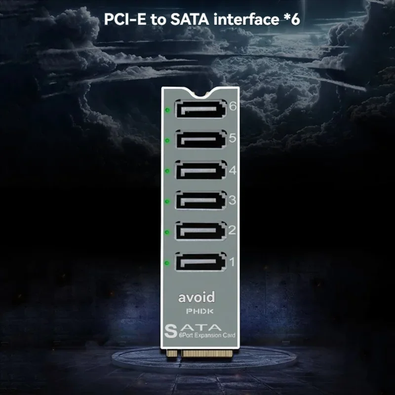 PCI-E To SATA 6-Port M. 2 Nvme To SATA3.0 Adapter Card ASM1166 Chip 6Gbps Expansion Card Support PM