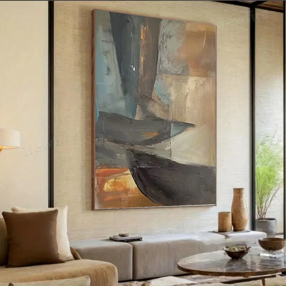

100% Hand Painted Oil Painting on Canvas Abstract Vertical Rectangle Design Wall Painting Modern Wall Art for Bedroom Home Decor