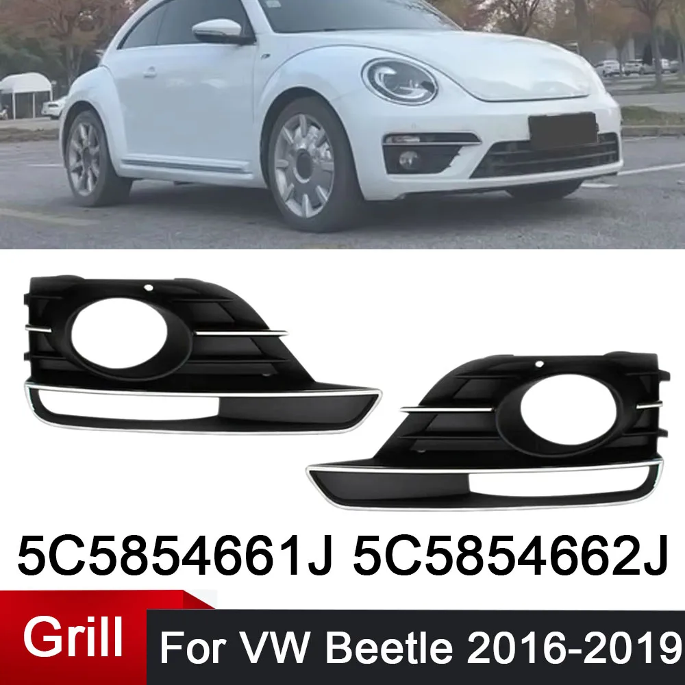 

Front Bumper Fog Light Grilles For VW Beetle 2016 2017 2018 2019 5C5854661J 5C5854662J