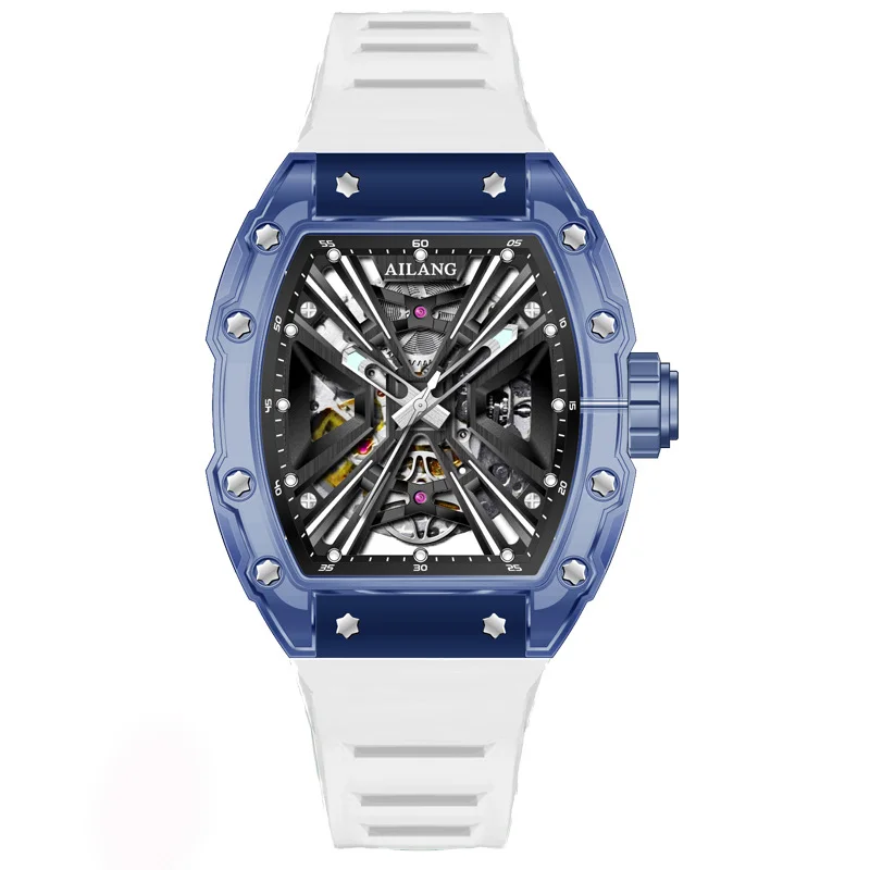 AI LANG Famous Brand Silicone Strap Skeleton Mechanical Watch Waterproof Luminous Fashion Automatic Hollow Watches 2026