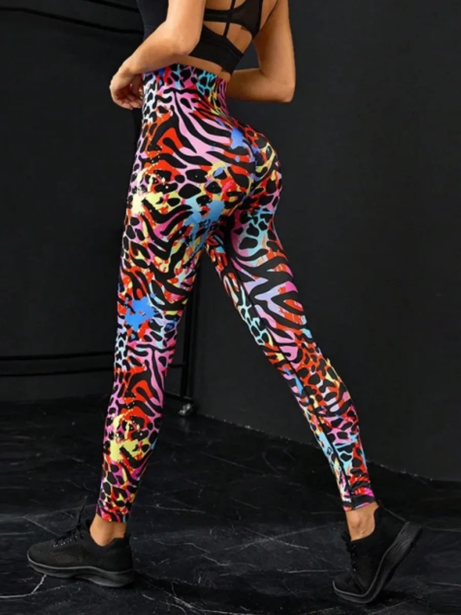 Pantaloni da yoga stampati a righe leopardate tigre 3D per le donne Pantaloni sportivi da ballo per corsa quotidiana, comodi e alla moda