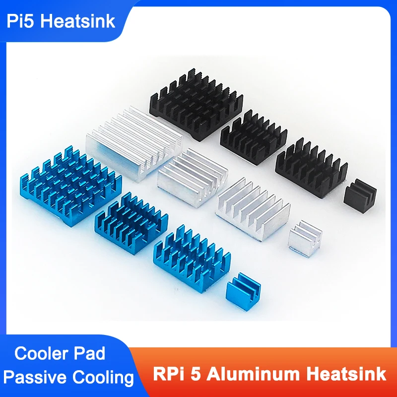 Raspberry Pi 5 disipador de calor de aluminio, Enfriador de CPU, radiador de refrigeración pasiva, negro, azul, plata, apto para RPi 5 Pi5