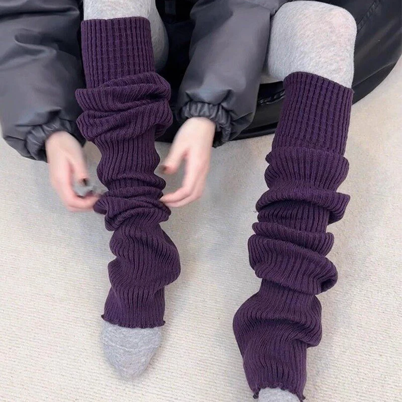 Boot Sock 70cm Womens Leg Warmers Ankle Winter Warm Stretch Knitted Slouch Thermal Thick Wool Cuffs Female Gaiter Lolita Y2k