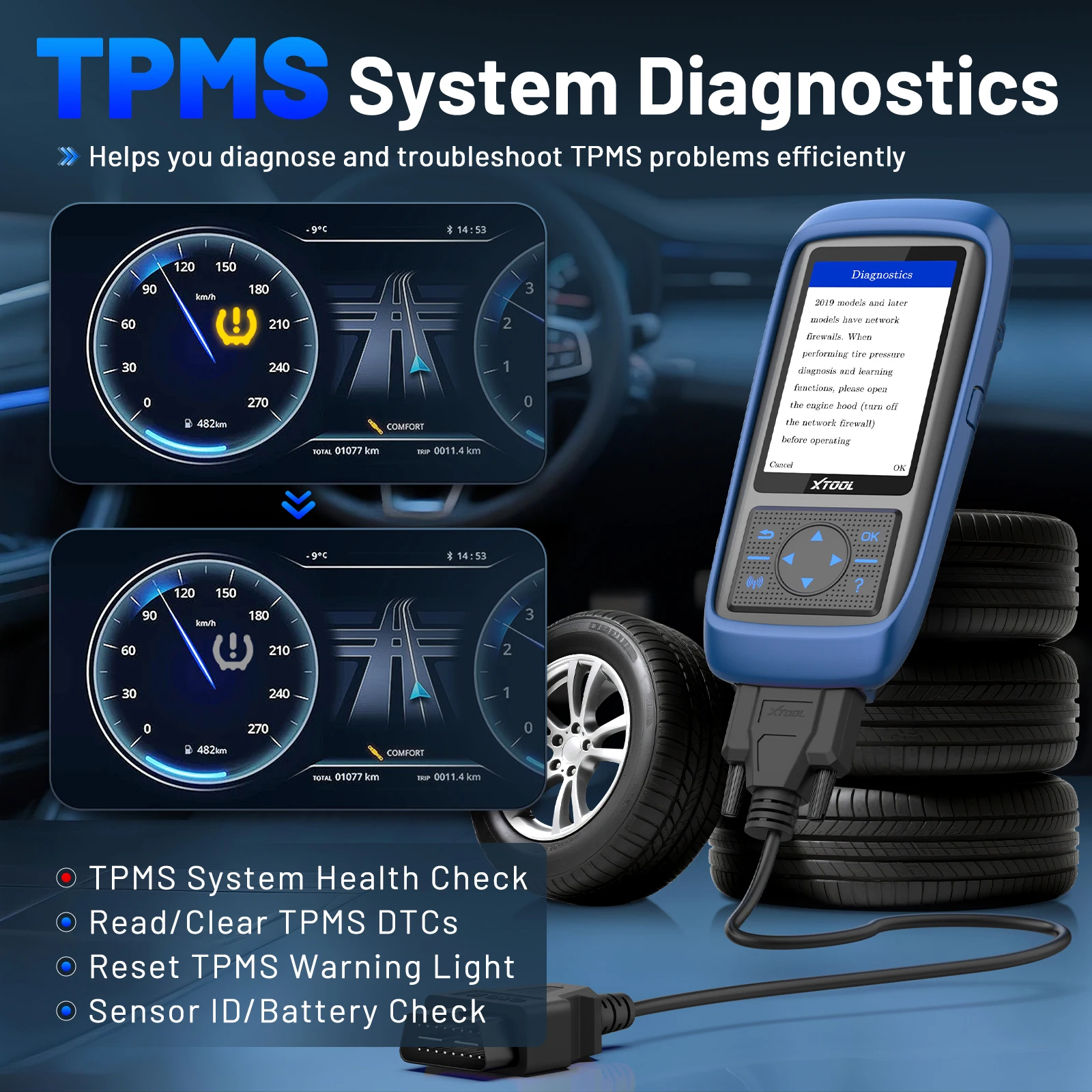 Image of XTOOL TP150 TPMS-Programmierwerkzeuge TPMS-Reset-Diagnosescanner TPMS-Programmierung für XTOOL TS100 PRO Sensor 315MHz / 433MHz Aktivierung Neulernen aller Sensoren