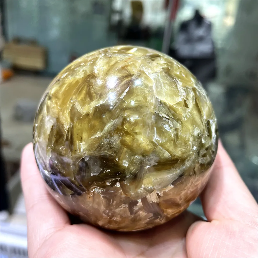 New Arrival Real Gemstones Rare Crystals Golden Mica Natural Rock Stones Ball Collection Mineral Sphere Chakra Decor Living Room