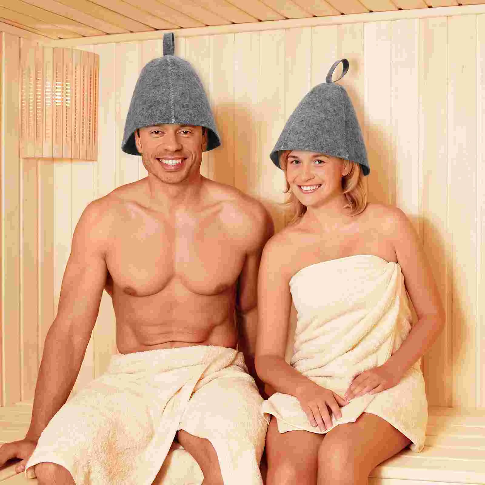 Gorro de ducha cómodo para hombre, gorro de Sauna de fieltro grueso, Protector flexible, cómodo baño, 2 uds.