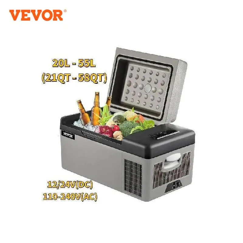 VEVOR 20L 22L 35L 45L 55L Car Refrigerator Mini Fridge Freezer Portable Compressor Cooler 12/24V DC