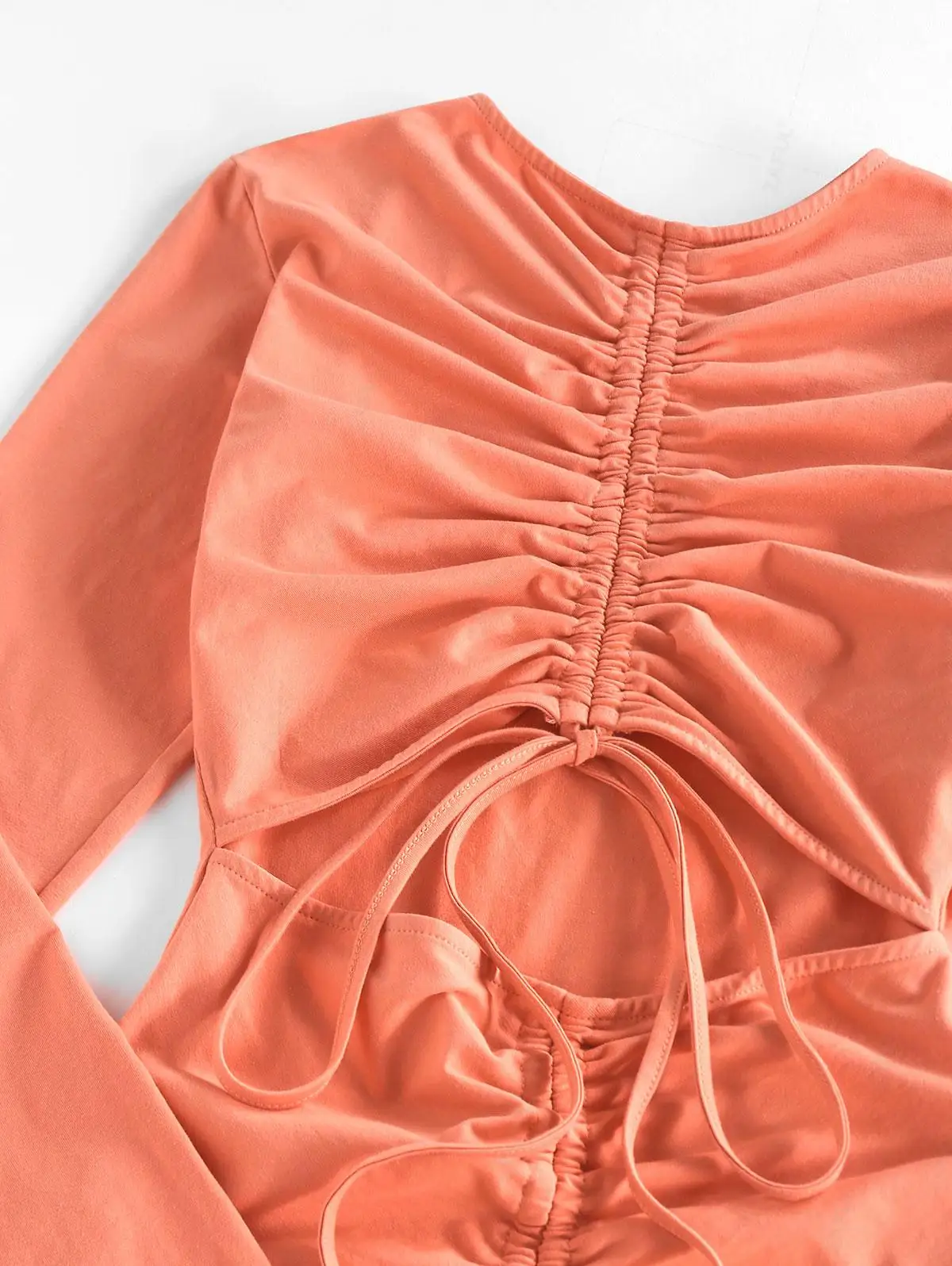 فستان ZAFUL نسائي يومي بياقة دائرية وأكمام طويلة وفتحة خلفية وأكمام طويلة