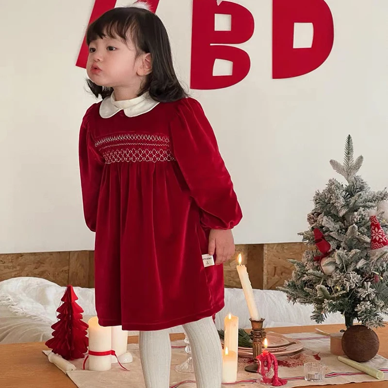 Weihnachten Party Kleid Baby Mädchen Bogen Prinzessin Rüschen Finish Kleid Mode Weihnachten Urlaub Herbst Winter Tragen Kinder Mädchen Kleid – Detail 17