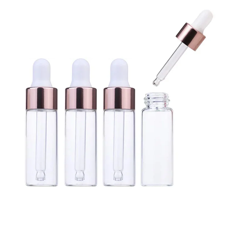 

100Pcs 1ml-5ml Glass Dropper Bottles Essential Oils Mini Sample DIY Perfume Cosmetic Containers Vials