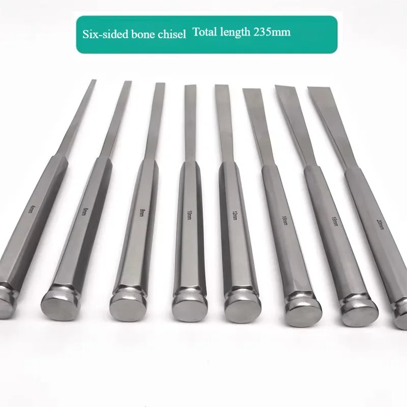Professional Vet Orthopedic Chisel Set - 10pc Precision Ground Blades, Hex Handle for Small Animal Surgery