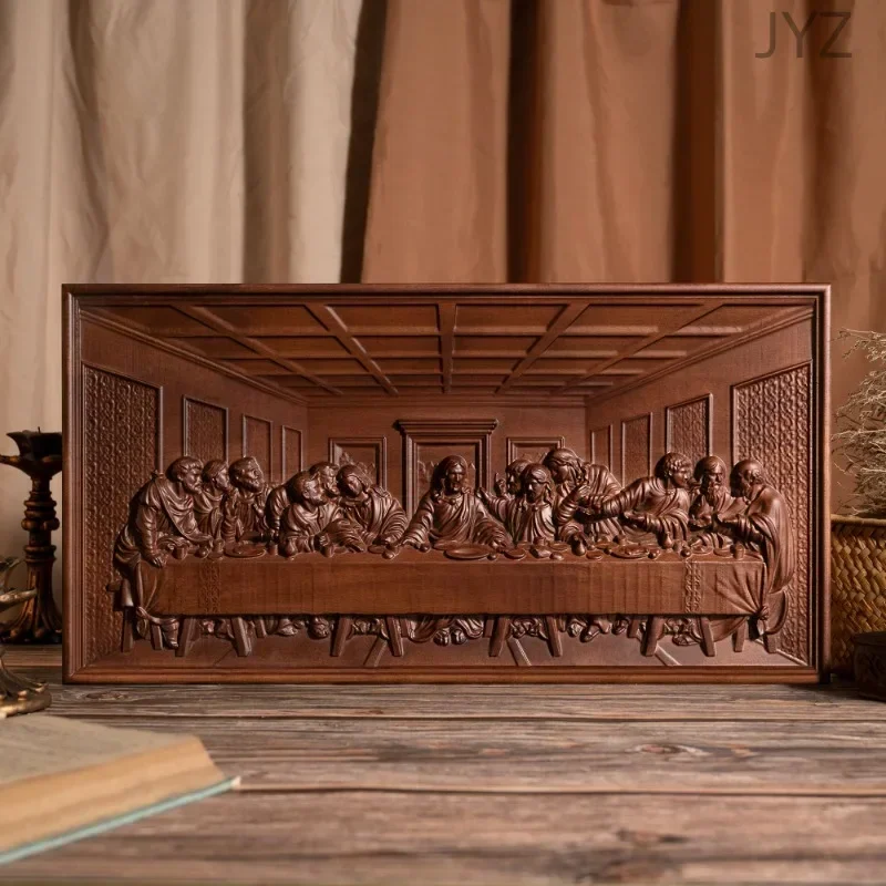 50cm Carving Wall Plaque Famous Painting The Last Supper Mural Jesus Home Decoration Wooden Decoration