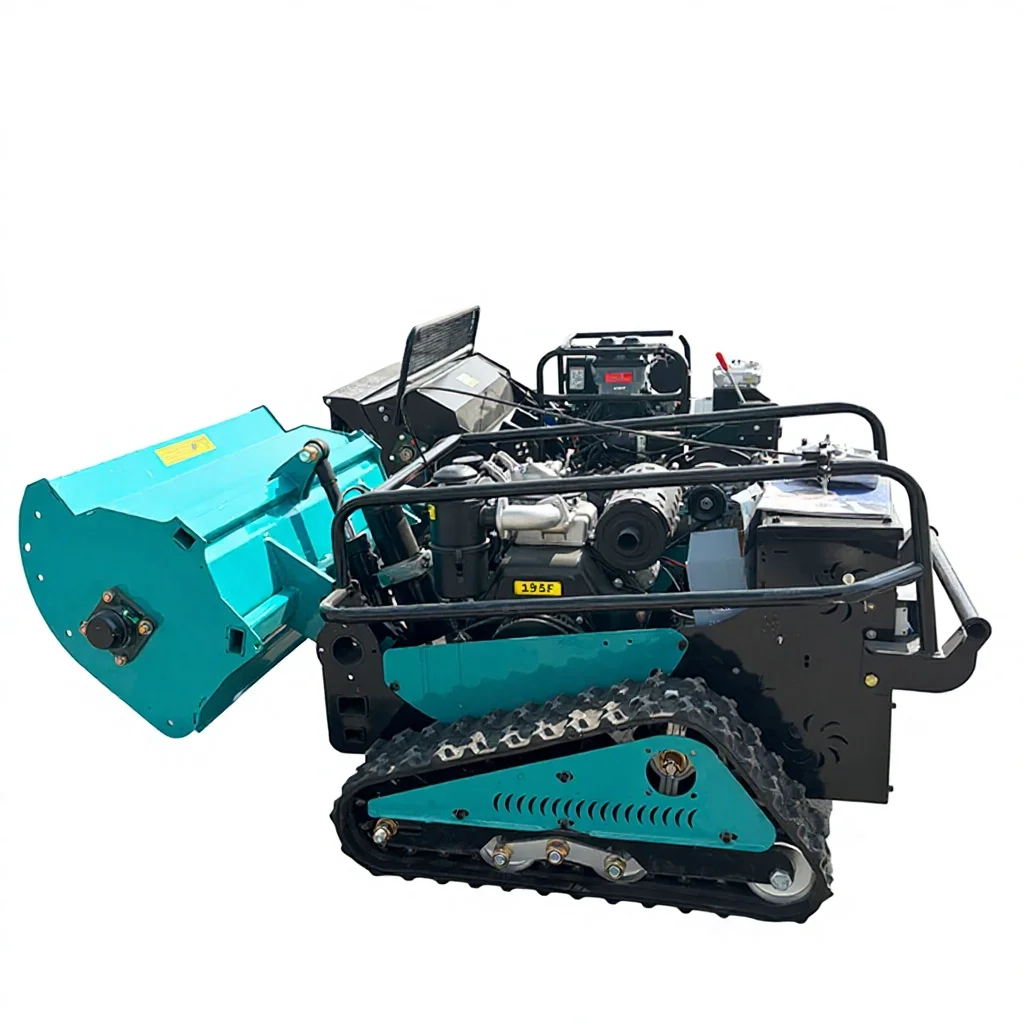 Factory-made CE-certified Crawler Remote-controlled Lawn Mower with Strong Climbing Ability for Shrubbery and Grass Cutting.