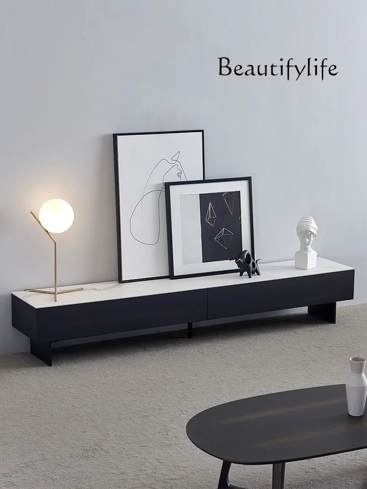 Italian Minimalist Stone Plate Coffee Table Combination Modern Simple and Light Luxury Marble TV Stand