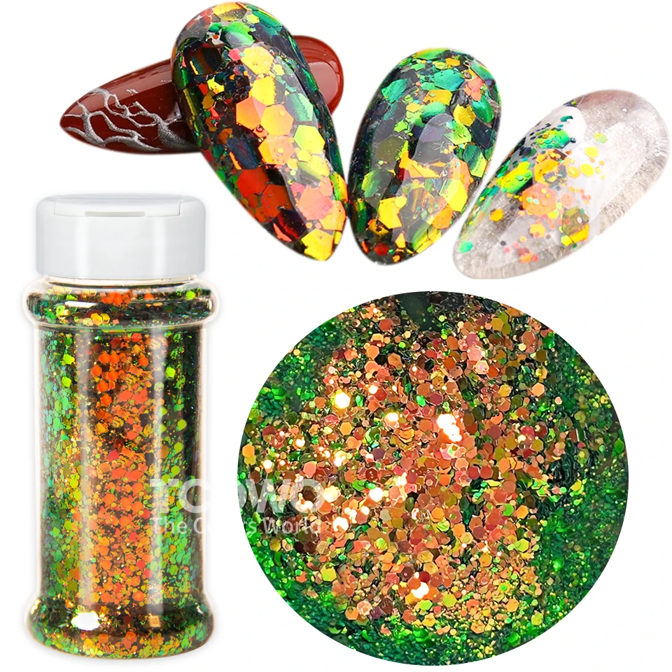 Chameleon Flakes Glitter Shaker Bottle Chunky Chameleon Glitter For Crafting DIY Party Decoration Nails Art Tumbler Epoxy Resin