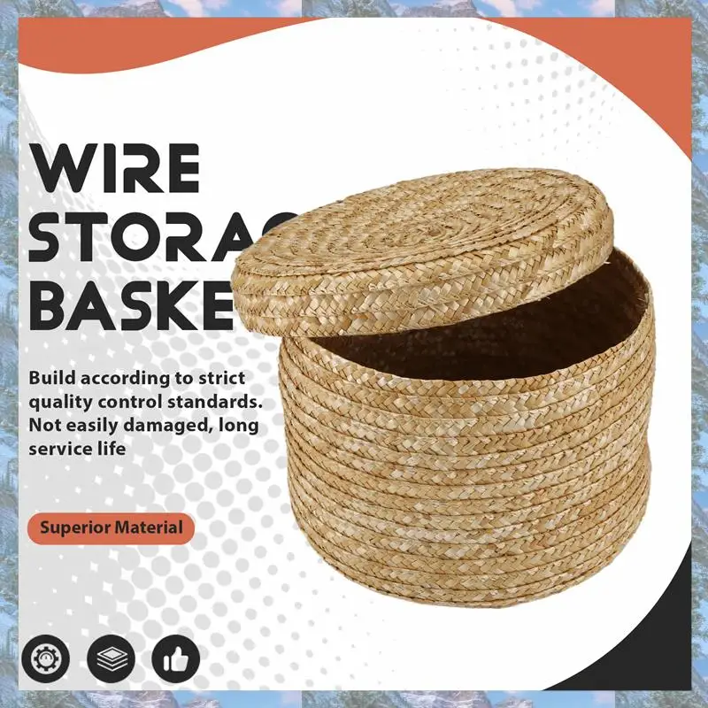 

Best Of 2025-Wheat Straw Woven Storage Basket Storage Basket Innovative Basket Rustic Natural Brown Finish Storage Decorative Ba
