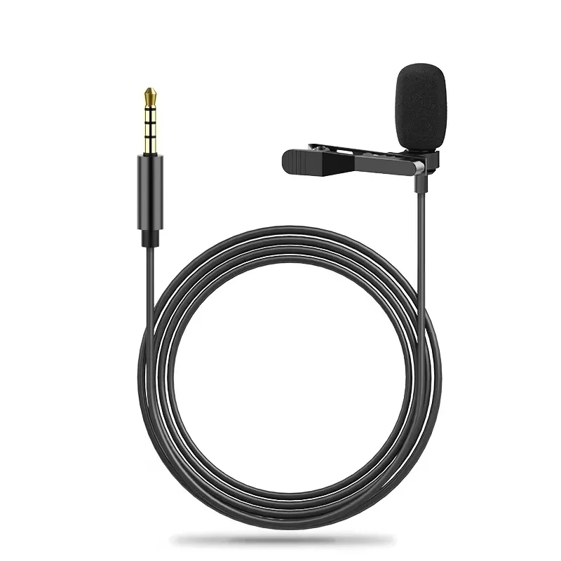 Microfone de lapela portátil USB mini de 1,5m com clipe de metal USB/3,5mm/Type-C, microfone condensador para PC, laptop e celular.
