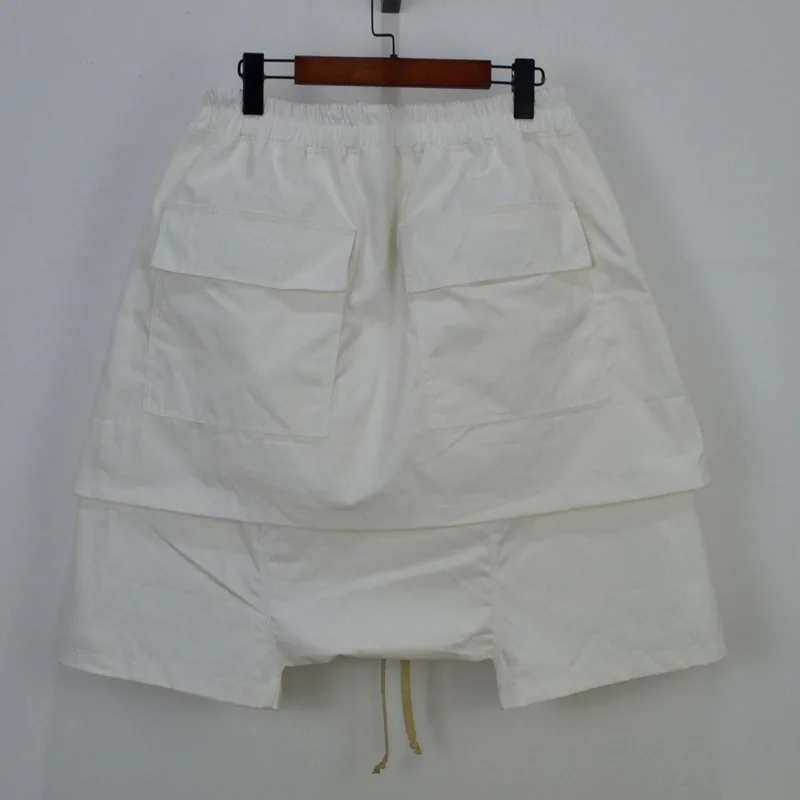 HKSH Summer New Men Trendy Double Layer Patchwork Skirt Pants Fashion High Street Loose Drawstring Elastic Waist Shorts HK17954