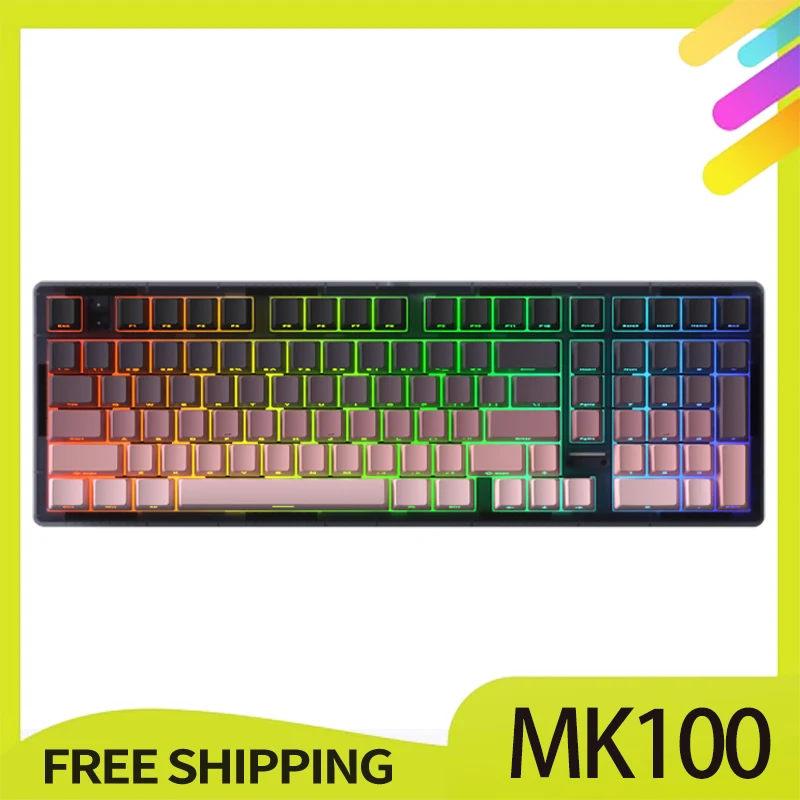 Fuling Mk100 Mechanical Keyboard 3mode Rgb Gaming Keyboard Gasket Structure Customized Ergonomics Accessories For Pc Gamer Gifts