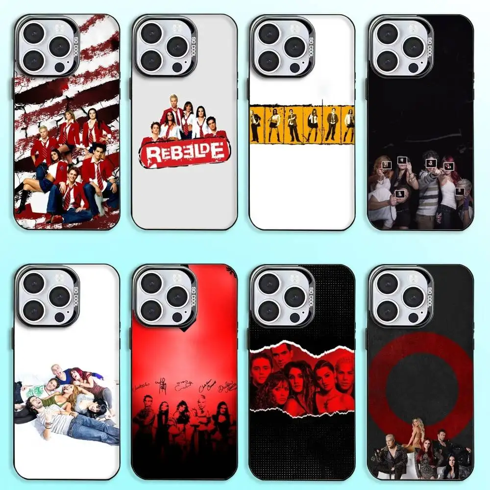 Funda de teléfono RBD REBELDE V para iPhone17,16,15,14,13,12,11 Plus,Pro Max, cubierta interior chapada en plata de color