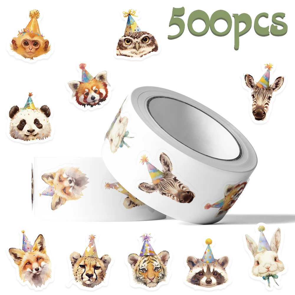 500 Stück Cartoon Tiere Panda Tiger Roll Aufkleber Aufkleber für Telefon Laptop Scrapbook Skateboard DIY Graffiti ästhetische Aufkleber