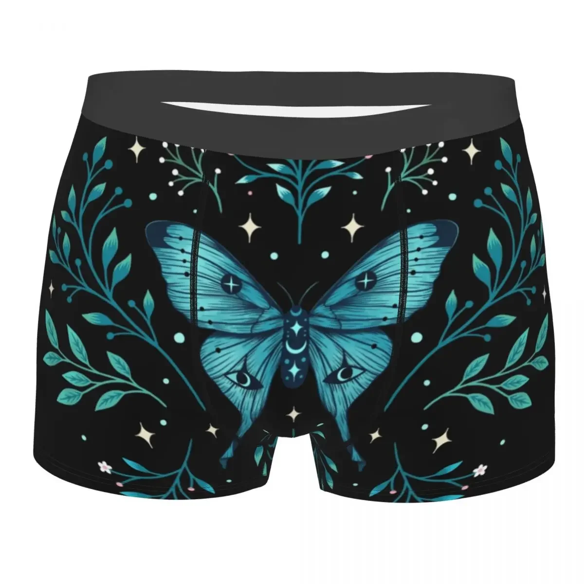 Cool Mystical Moon Moth Boxer Shorts Panties Male Underpants Breathbale Gothic Witch Occult Witchcraft Briefs Underwear