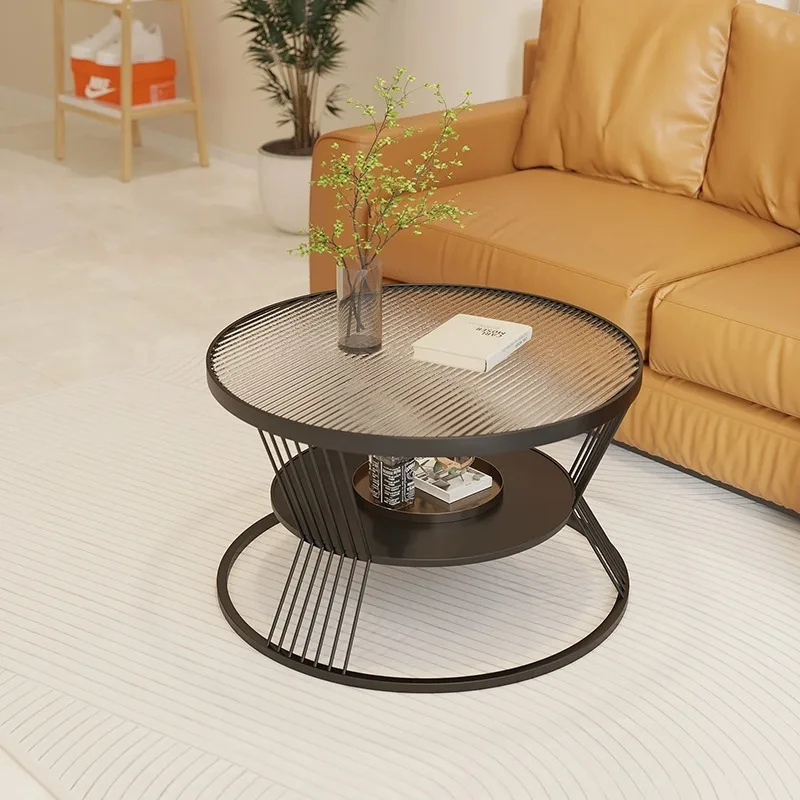 Leichte Luxus Creme Stil Runde Glas Sofá Tisch Modernes Diseño Kleiner Tee Tisch Für Hotel Apartamento Wohnzimmer Hogar