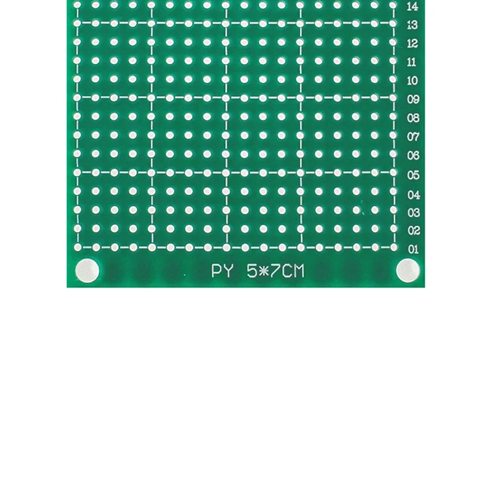 PCB Único Lado Protótipo Board, DIY Universal Circuit Boards, Kit Eletrônico, Verde, 5x7cm, 5Pcs